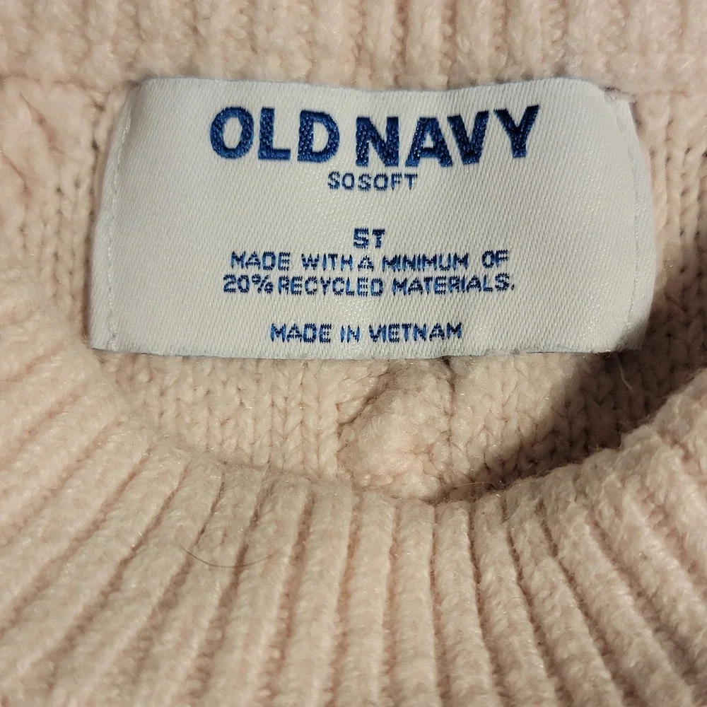 Old Navy Cable Knit Sweater Kids 5T Pink Good SoSoft Crew Neck Long Sleeve